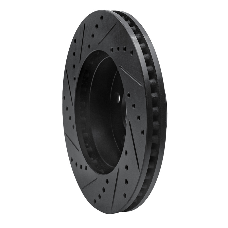 Jeep Liberty Brake Rotor (1) - Front Right - R1 Concepts - Drilled & Slotted - Black - `02-`07